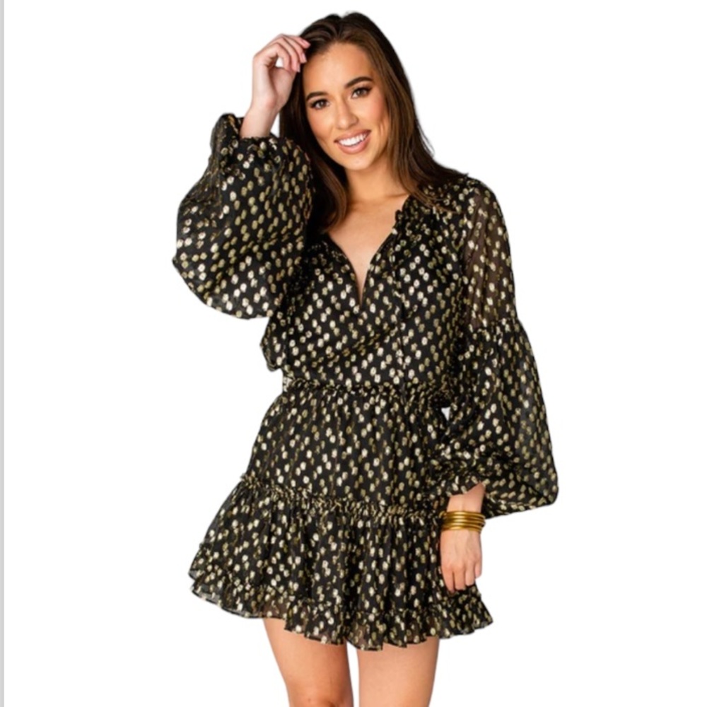 BuddyLove Zozo Dress in Black/Gold SZ S NWT